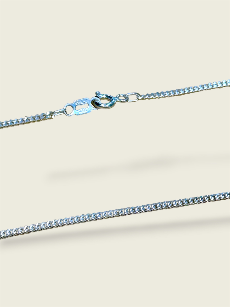 [A0092 CA] Cadena plata tejido cubano 50CM X 2MM