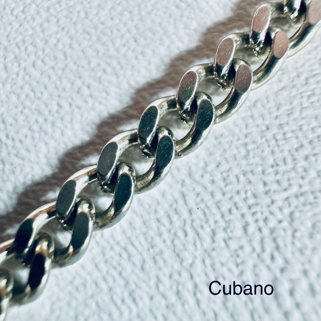 Cadena plata tejido cubano 45cm x 0.5mm