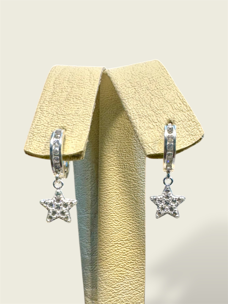 [A0270 AR] Candonga en Plata pequeña cierre de presión con estrellas colgantes