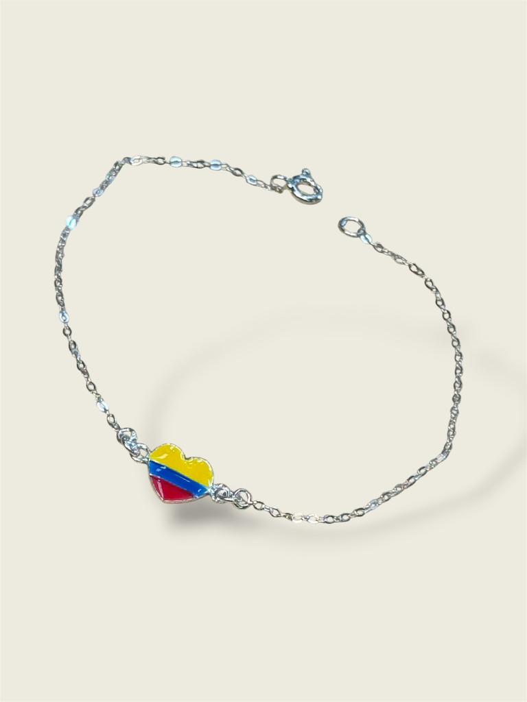 Pulsera en plata corazón Colombia