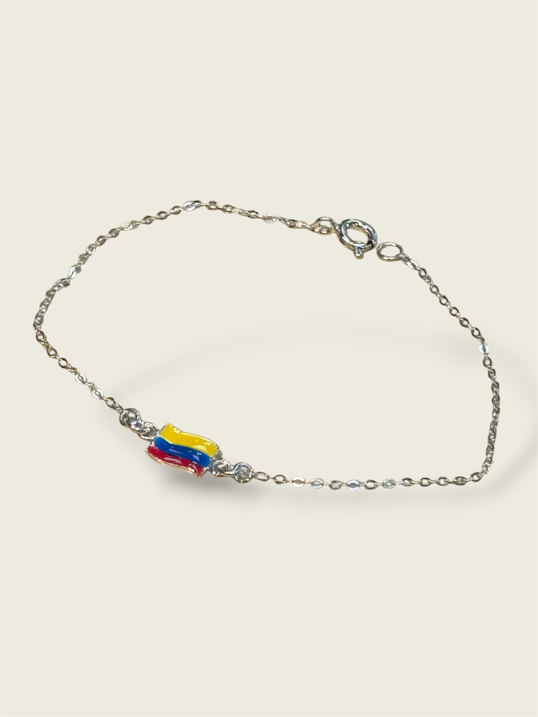 Pulsera en plata bandera Colombia